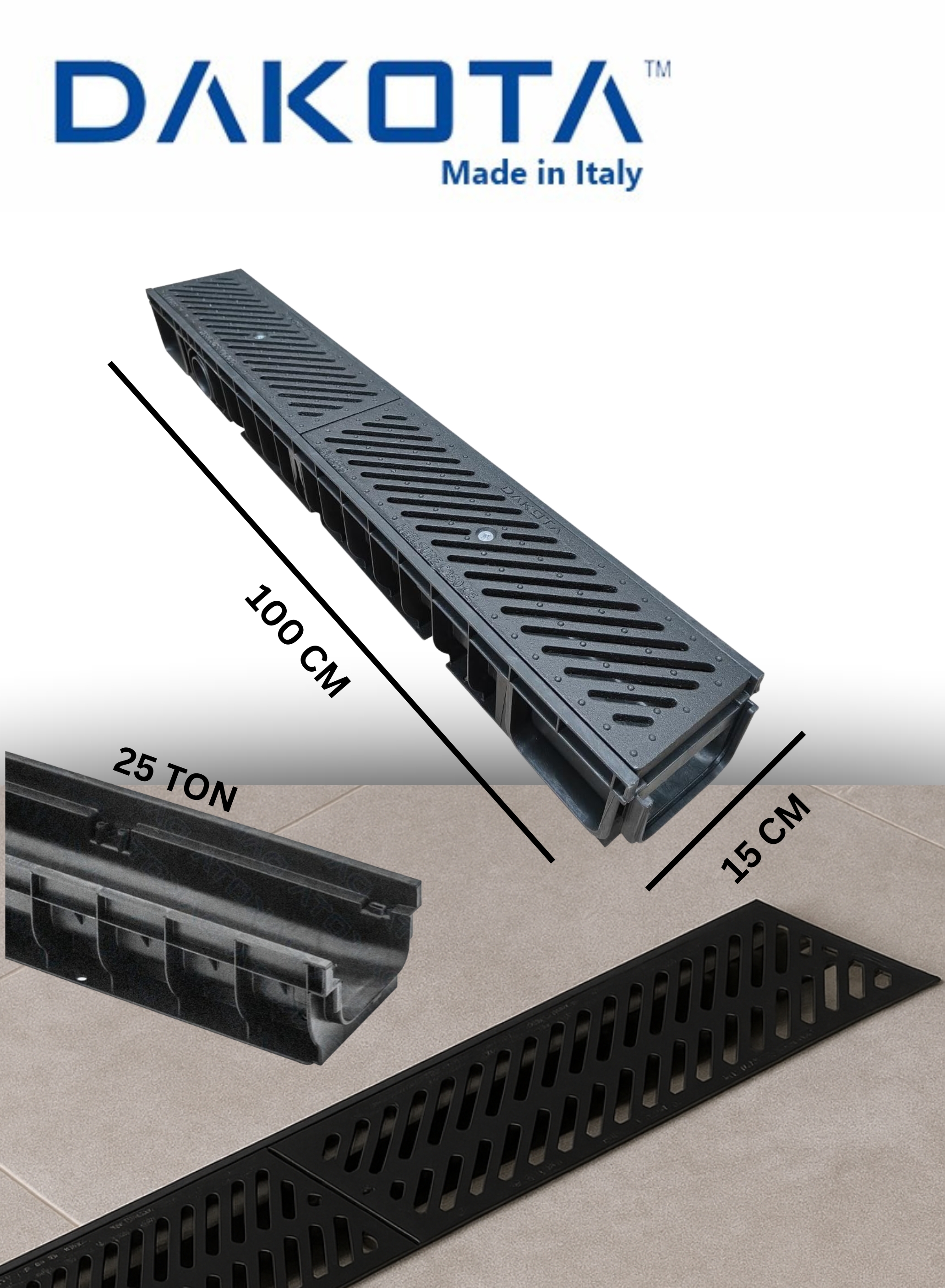 100x15 cm HDPE Plastic C-250 (25 Ton) Ductile Grating