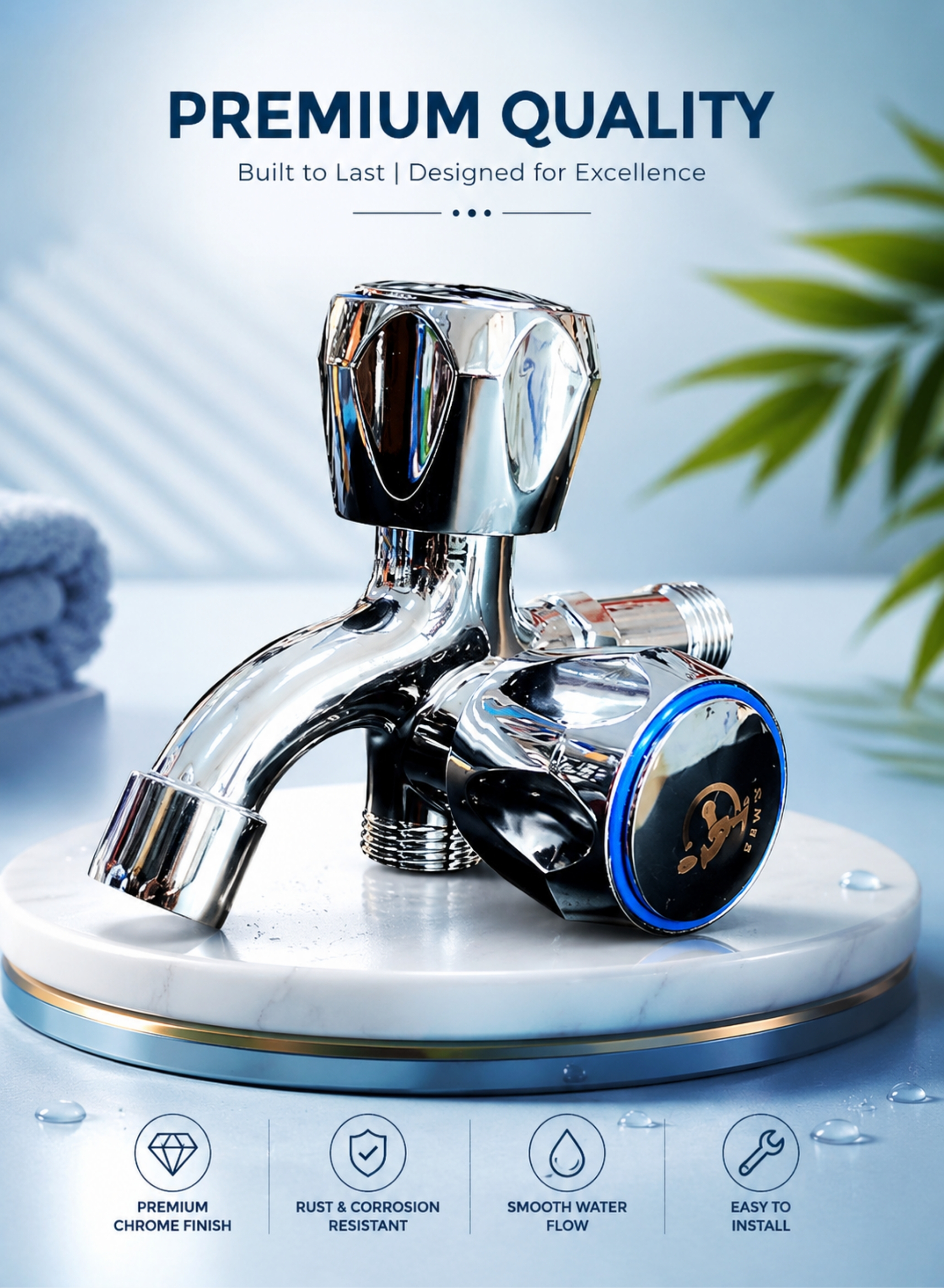 Premium Chrome Double Outlet Faucet,
