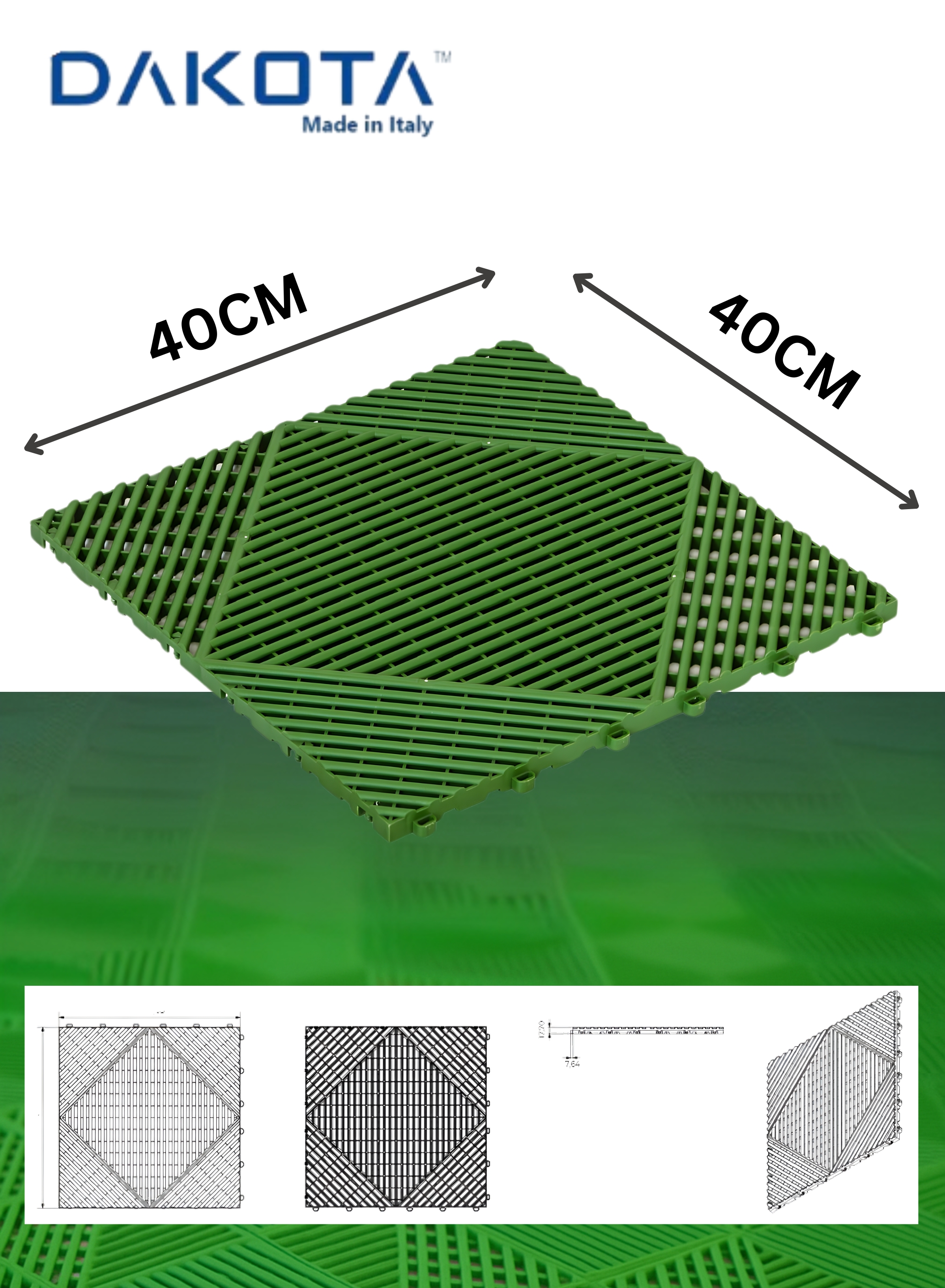 40×40 cm Interlocking Non-Slip Drainage Floor Tiles 8 Pack