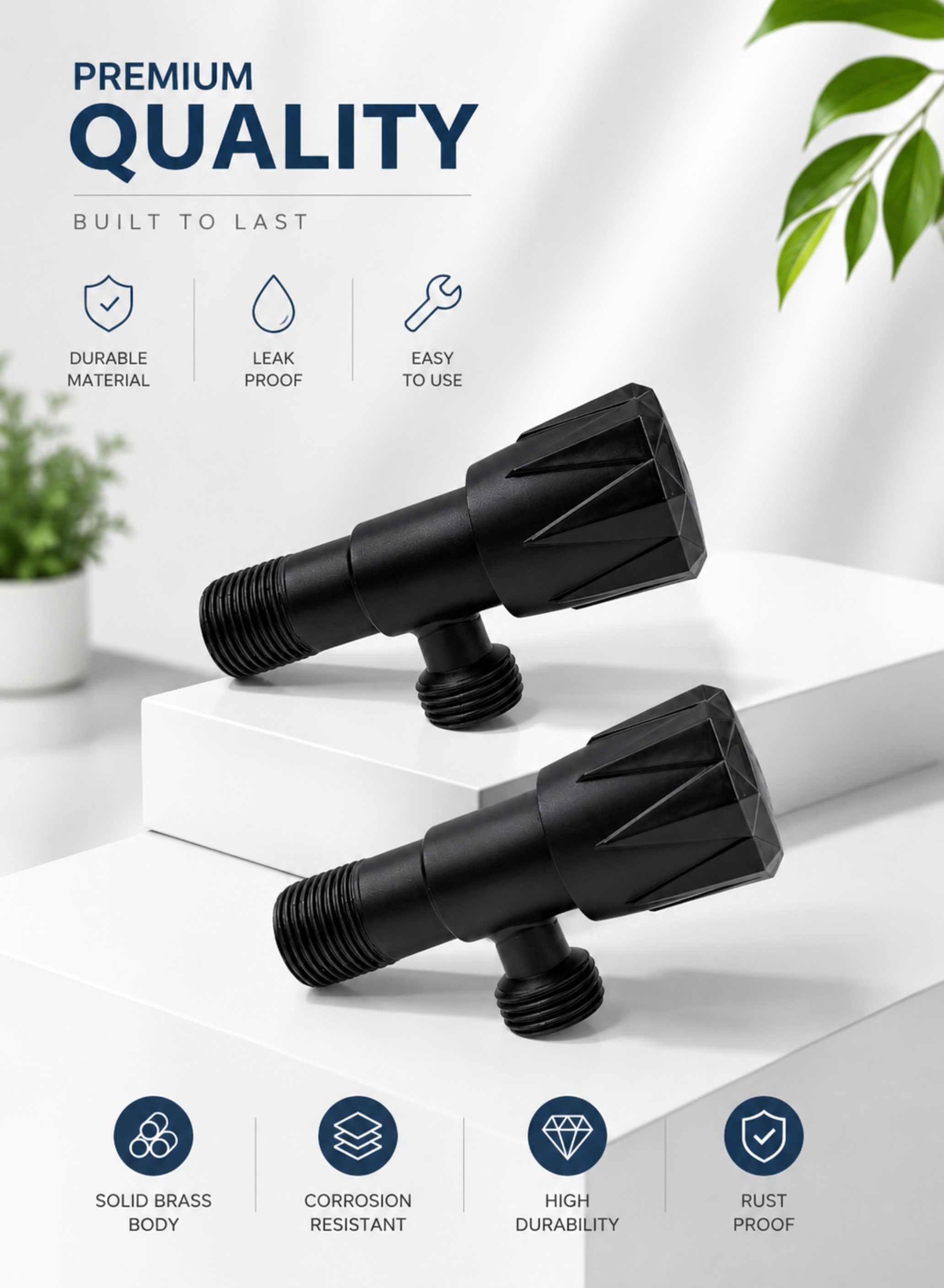 Premium Matte Black Stainless Steel Angle Valve