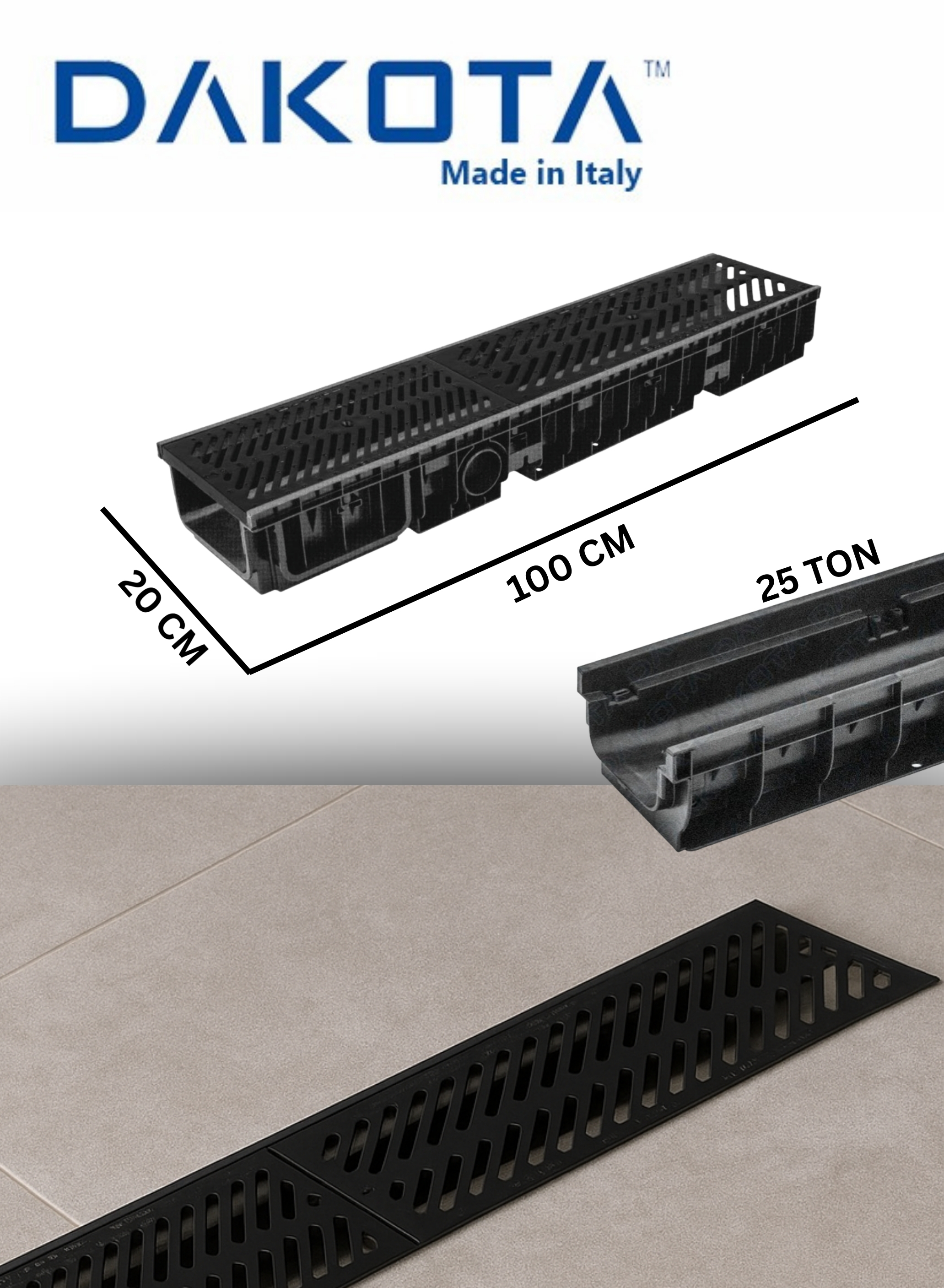 100x20 cm HDPE Plastic C-250 (25 Ton) Ductile Grating