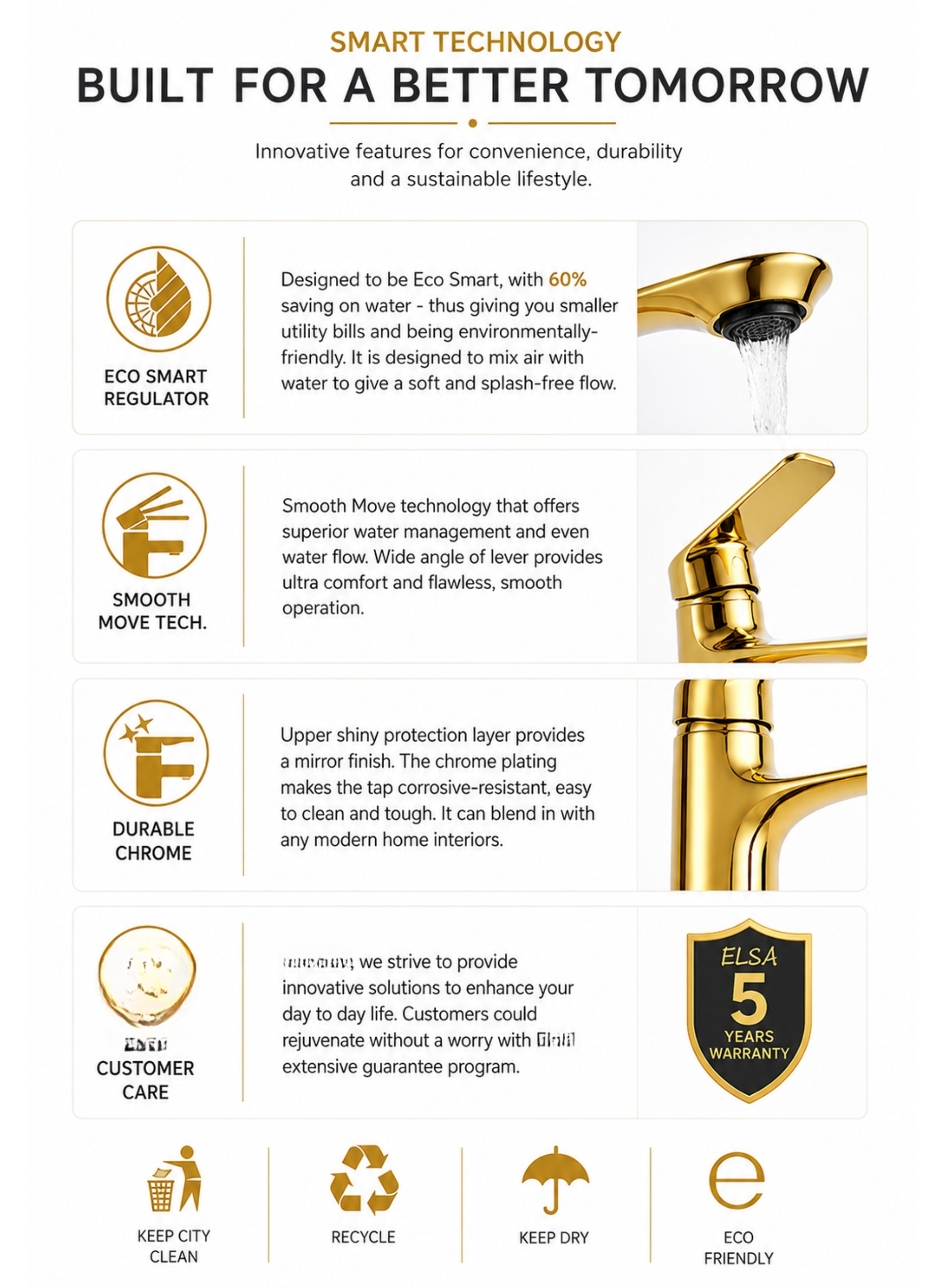 Gold Bathroom Basin Mixer Tap