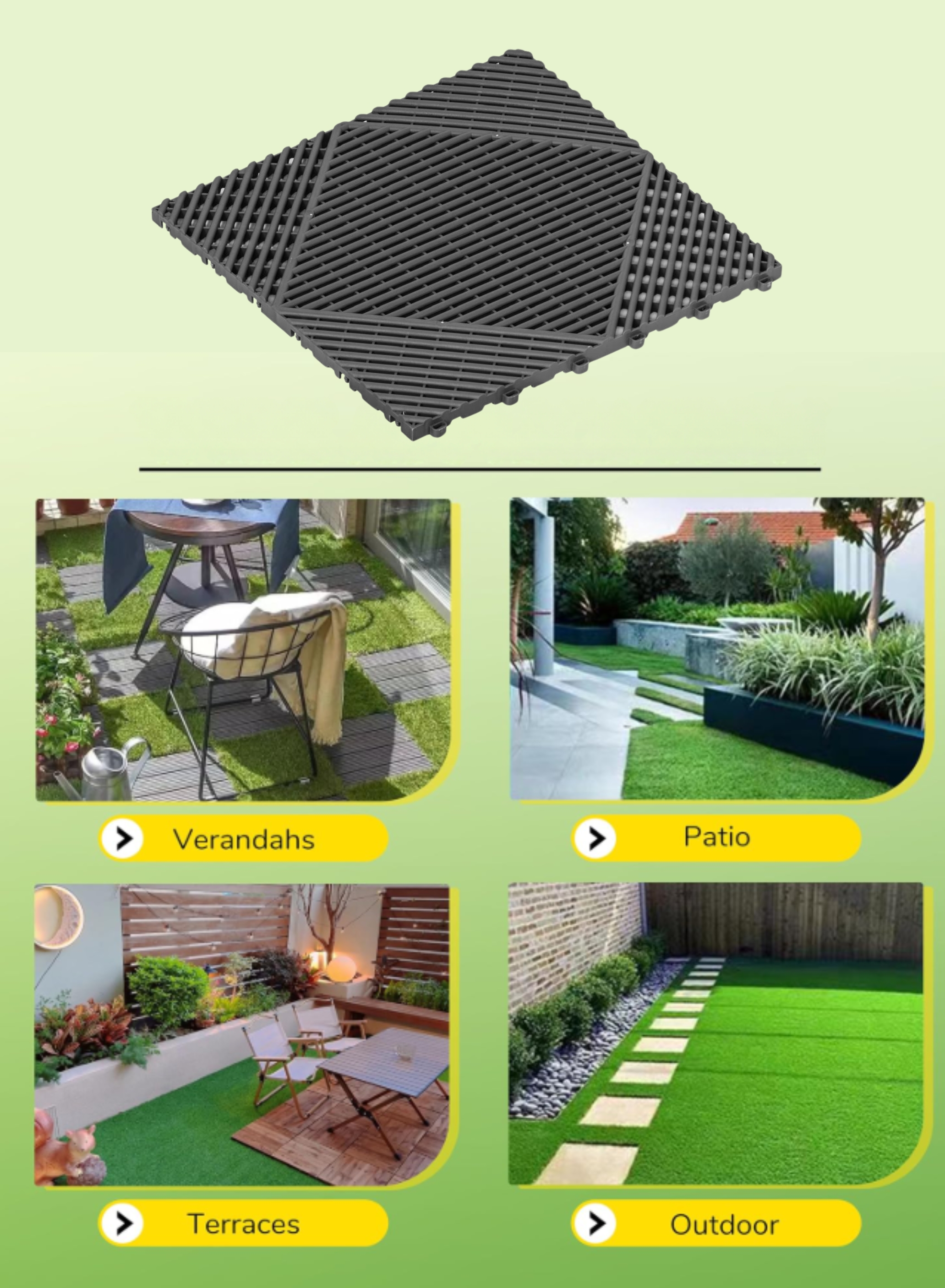 40×40 Interlocking Non-Slip Drainage Floor Tiles 8 Pack | Grey