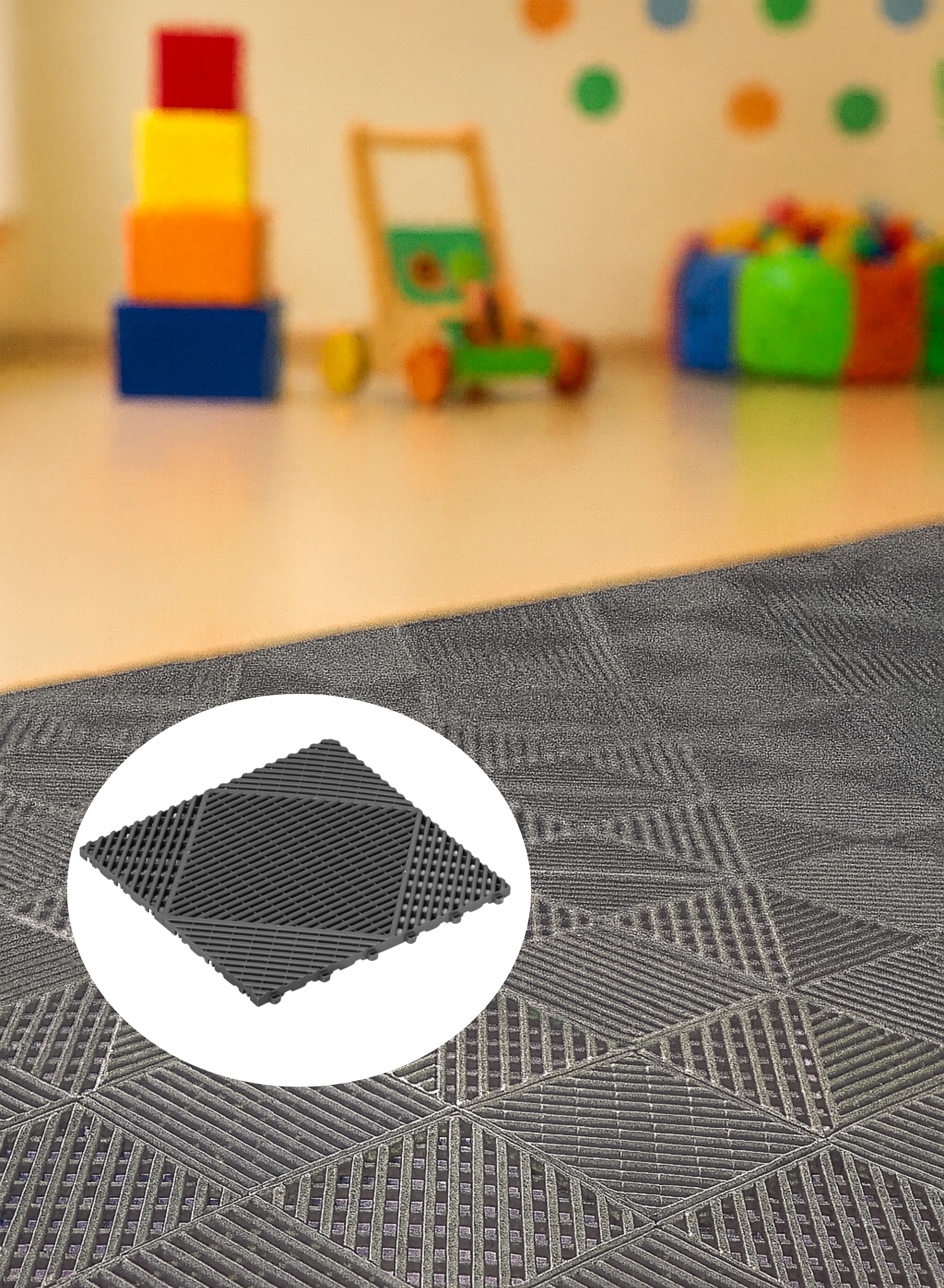 40×40 Interlocking Non-Slip Drainage Floor Tiles 8 Pack | Grey