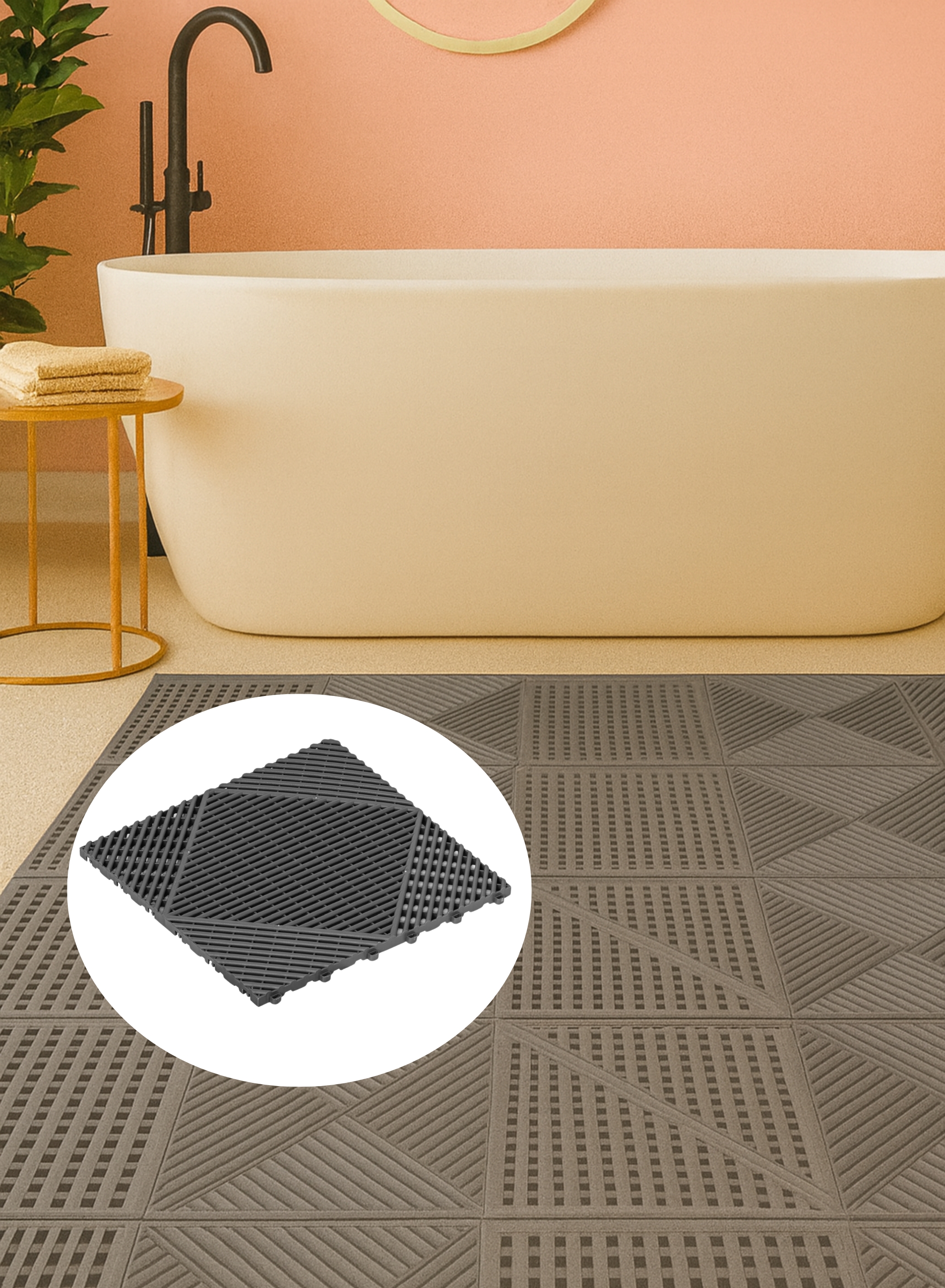 40×40 Interlocking Non-Slip Drainage Floor Tiles 8 Pack | Grey