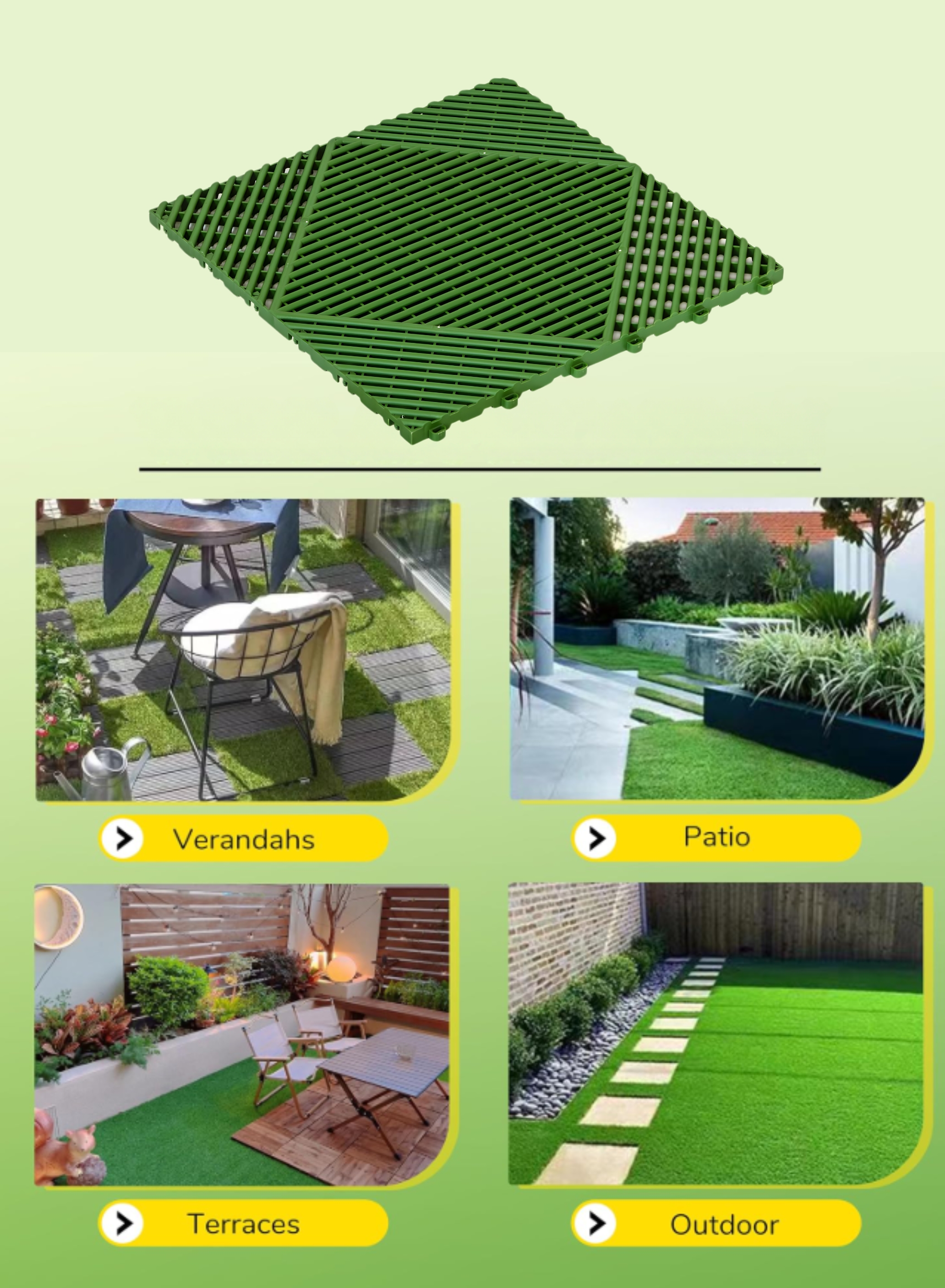 40×40 cm Interlocking Non-Slip Drainage Floor Tiles 8 Pack